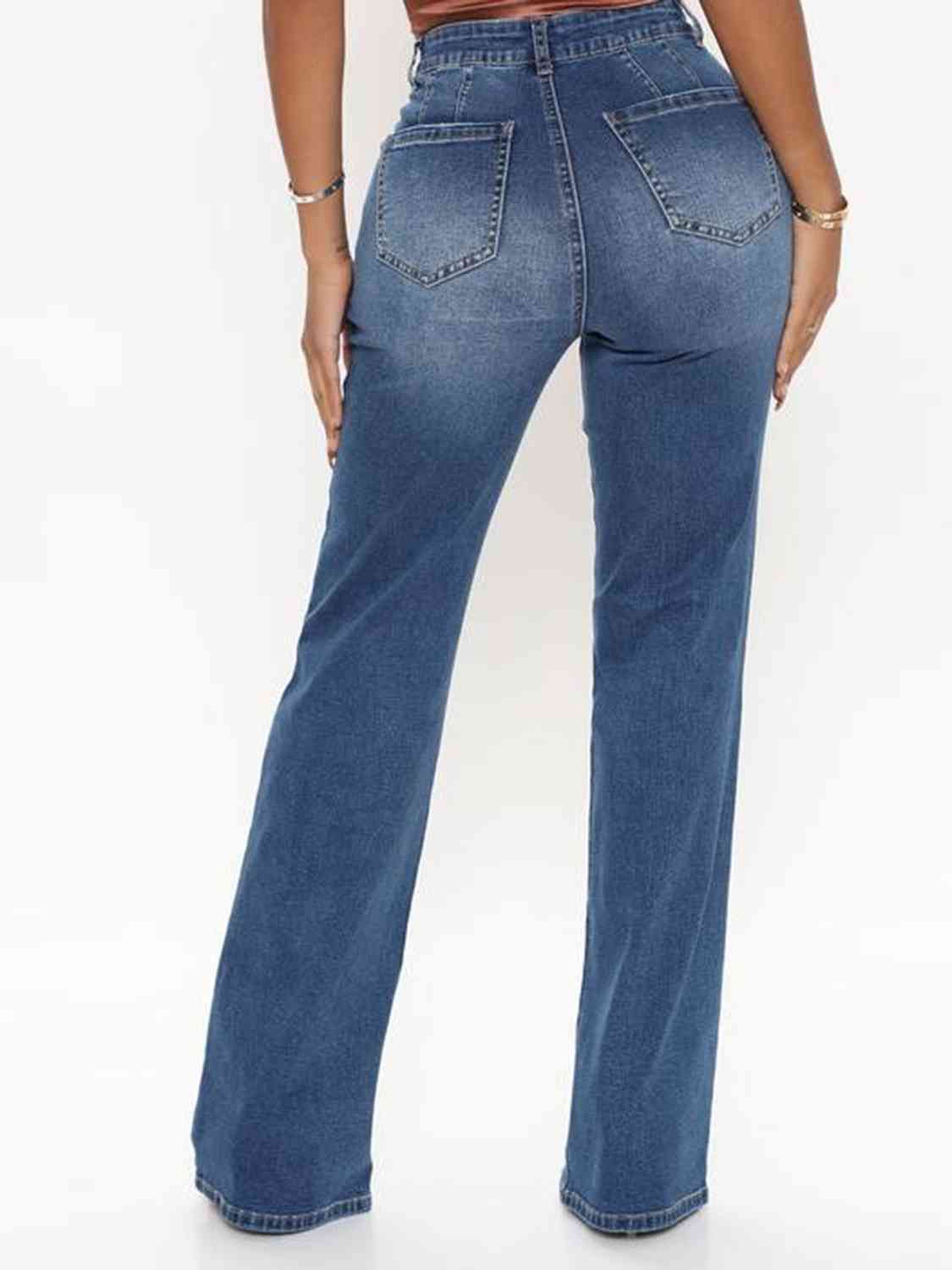 Raw Hem High Waist Jeans - MegaSuperStar