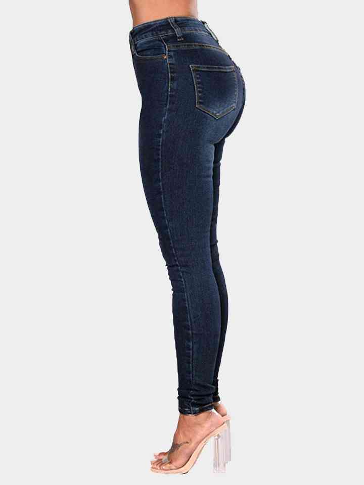 Full Size Buttoned Long Jeans - MegaSuperStar