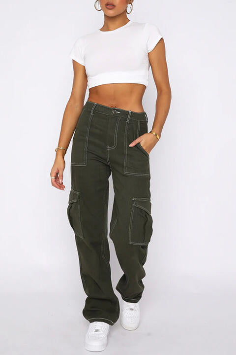 High Waist Jeans with Pockets - MegaSuperStar