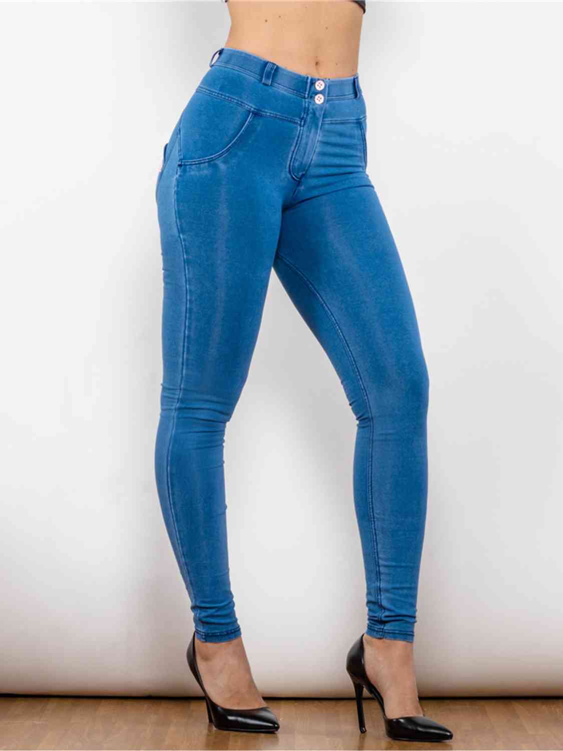 Full Size Buttoned Skinny Jeans - MegaSuperStar