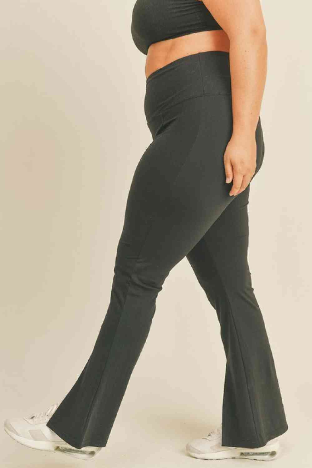 Kimberly C Full Size Slit Flare Leg Pants in Black - MegaSuperStar