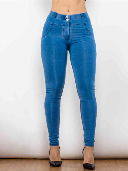 Full Size Buttoned Skinny Jeans - MegaSuperStar