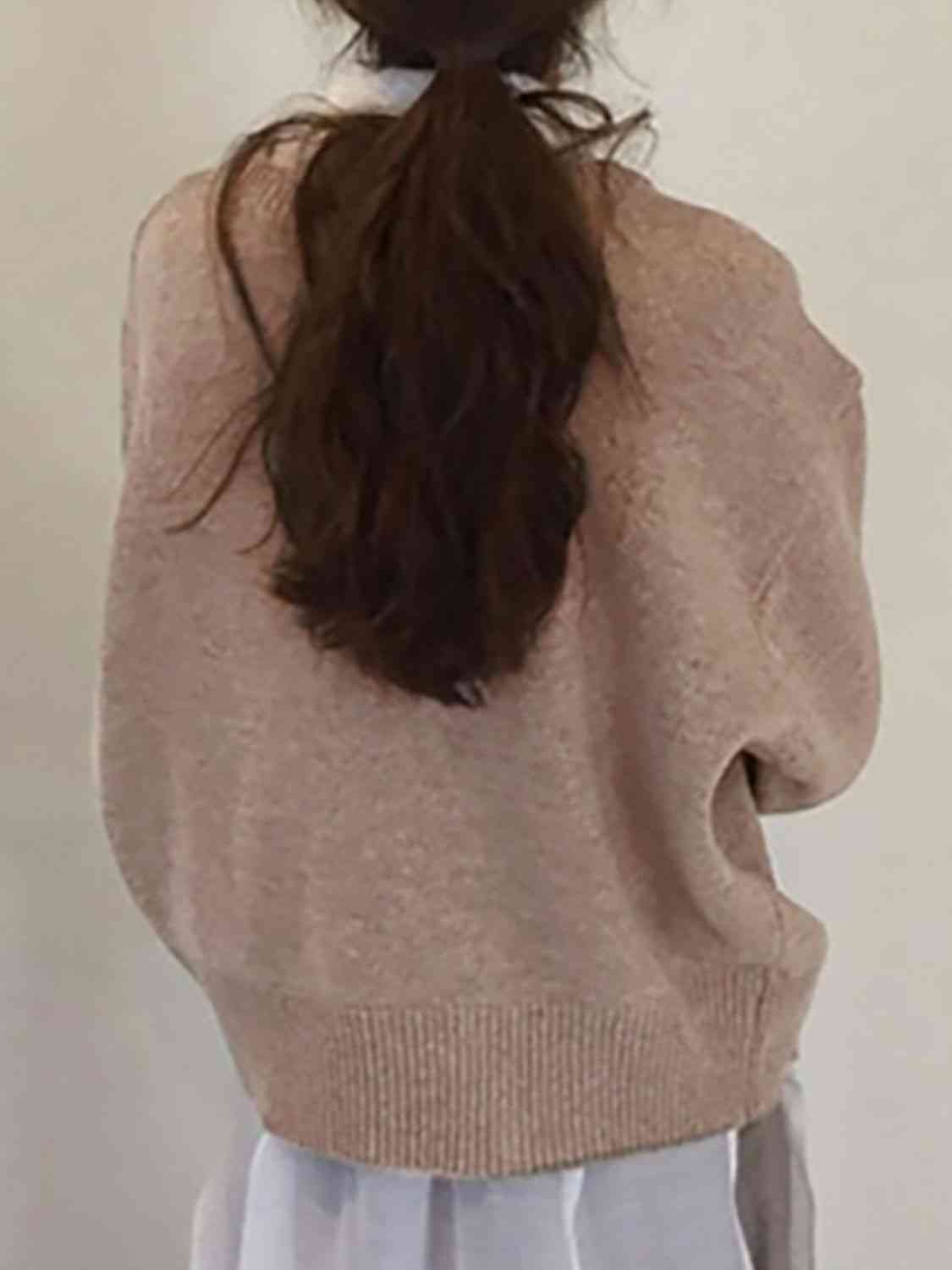 Dropped Shoulder Buttoned Cardigan