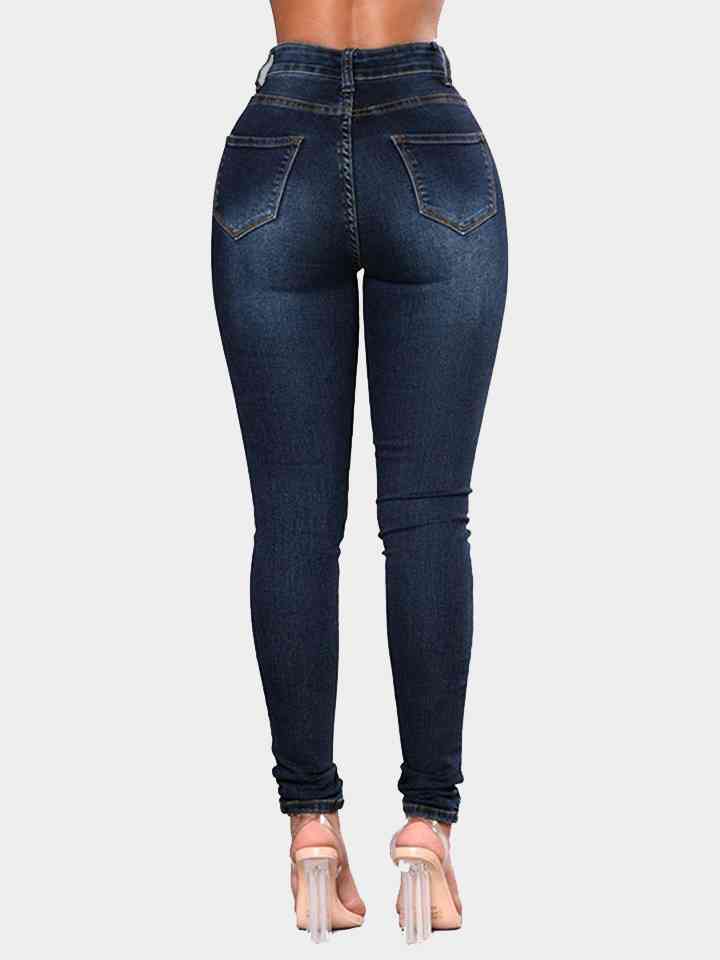 Full Size Buttoned Long Jeans - MegaSuperStar