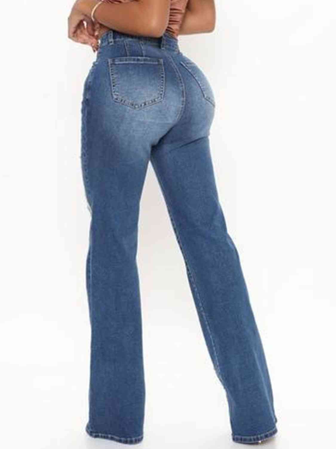 Raw Hem High Waist Jeans - MegaSuperStar