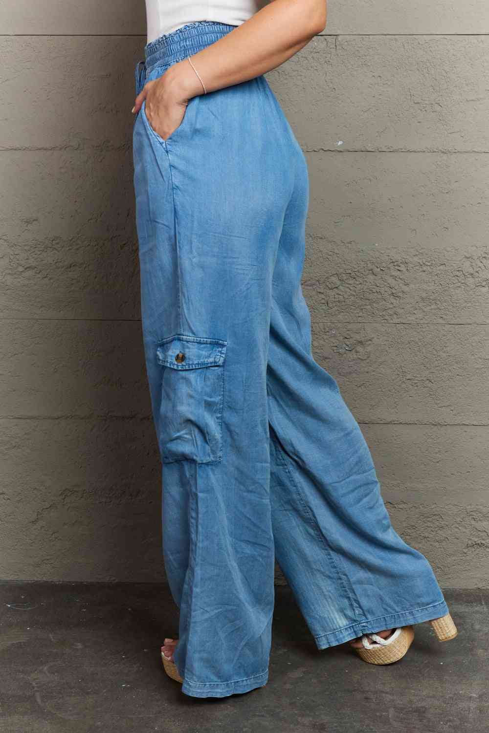 GeeGee Out Of Site Full Size Denim Cargo Pants