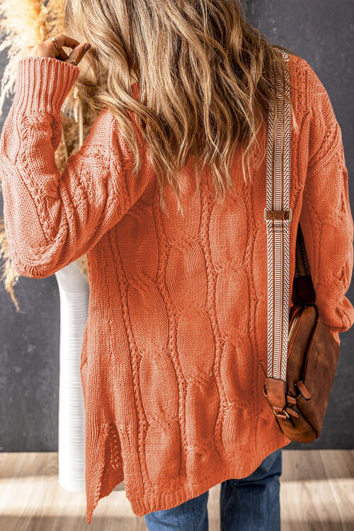 Cable-Knit Dropped Shoulder Cardigan - MegaSuperStar