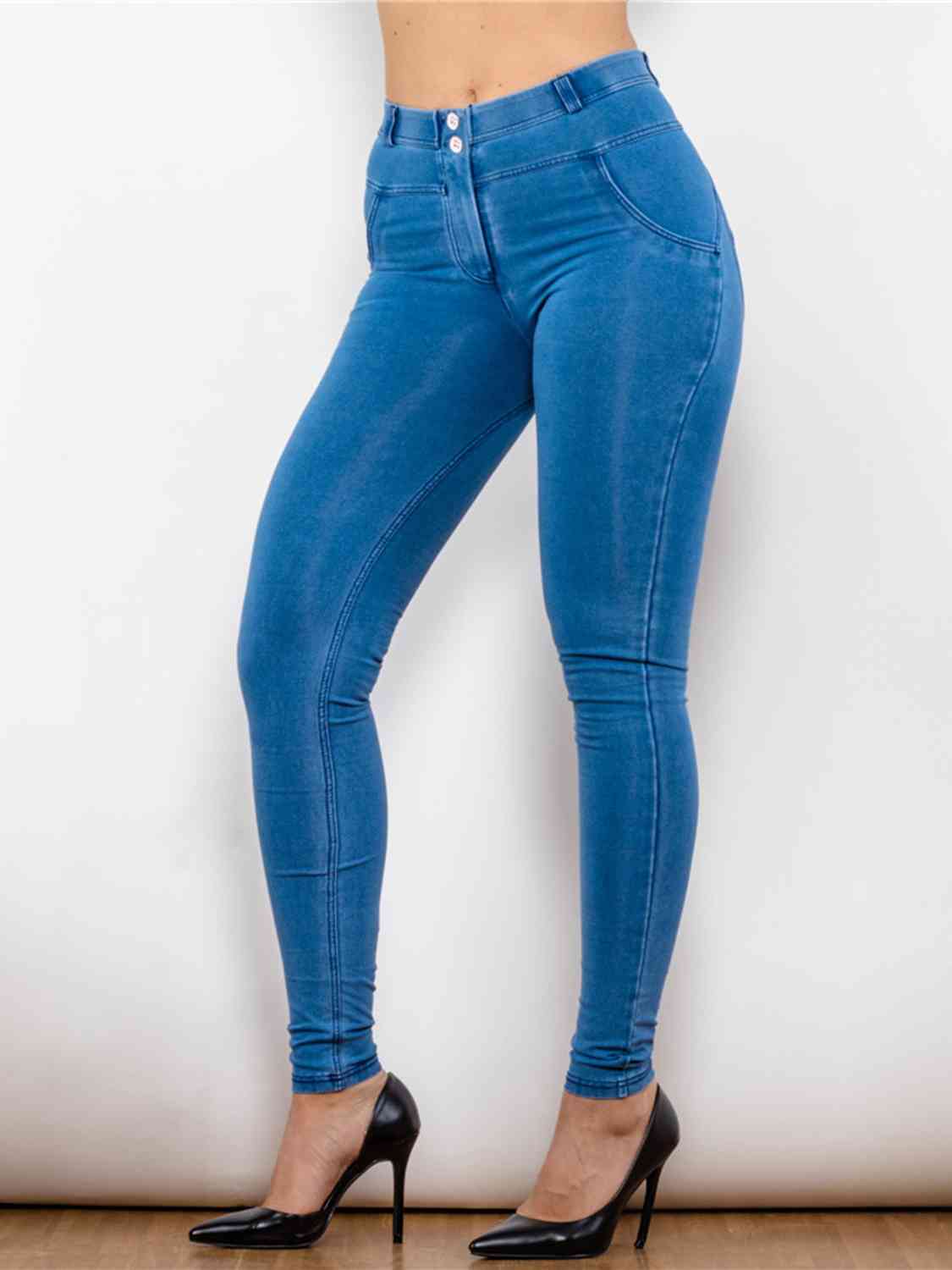 Full Size Buttoned Skinny Jeans - MegaSuperStar