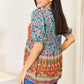 Double Take Bohemian Tassel Tie Puff Sleeve Babydoll Blouse