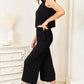 Double Take Buttoned Round Neck Tank and Wide Leg Pants Set