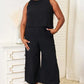 Double Take Buttoned Round Neck Tank and Wide Leg Pants Set
