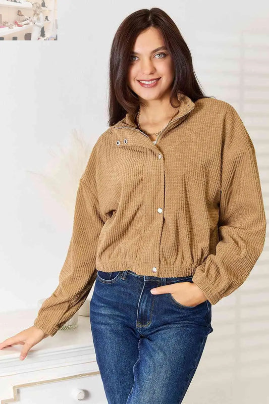 Double Take Long Sleeve Dropped Shoulder Jacket