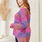 Double Take Multicolored Rib-Knit V-Neck Knit Pullover