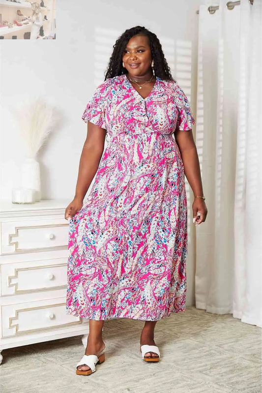 Double Take Multicolored V-Neck Maxi Dress