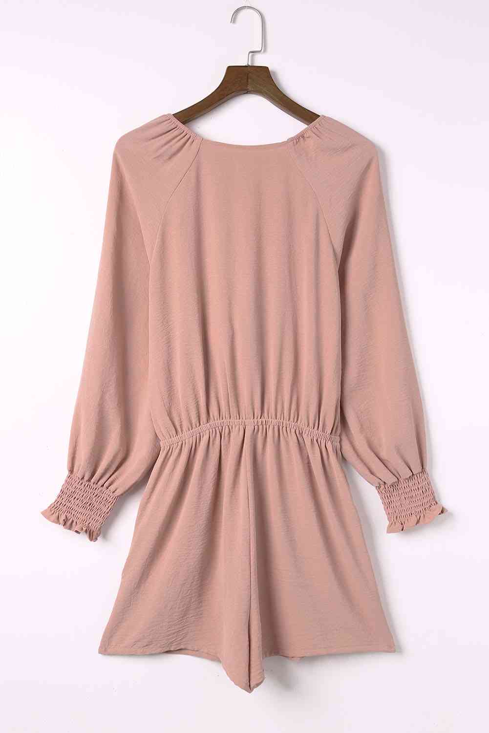 Tied Flounce Sleeve Plunge Romper