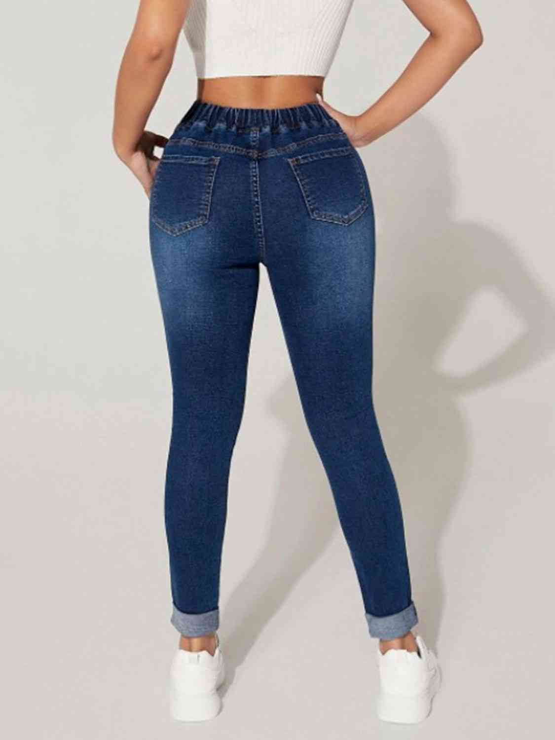 Drawstring Cropped Jeans - MegaSuperStar