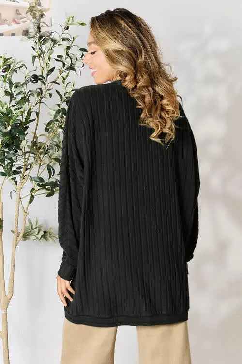 Basic Bae Ribbed Cocoon Cardigan - Full Size Comfort and Style - MegaSuperStar