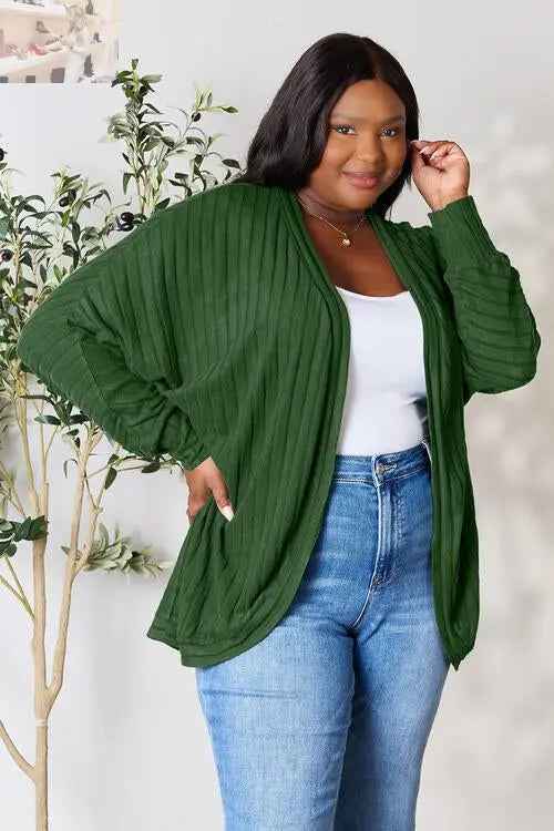 Basic Bae Ribbed Cocoon Cardigan - Full Size Comfort and Style - MegaSuperStar