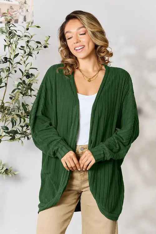 Basic Bae Ribbed Cocoon Cardigan - Full Size Comfort and Style - MegaSuperStar
