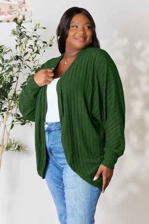 Basic Bae Ribbed Cocoon Cardigan - Full Size Comfort and Style - MegaSuperStar