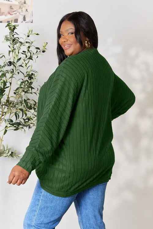 Basic Bae Ribbed Cocoon Cardigan - Full Size Comfort and Style - MegaSuperStar