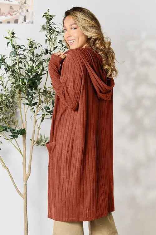 Basic Bae Ribbed Open Front Cardigan Long Sleeve - Full Size Fashion Essential - MegaSuperStar