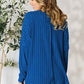 Basic Bae Ribbed Round Neck T-Shirt with Slit - Full Size - MegaSuperStar