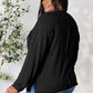 Basic Bae Ribbed Round Neck T-Shirt with Slit - Full Size - MegaSuperStar