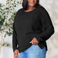 Basic Bae Ribbed Round Neck T-Shirt with Slit - Full Size - MegaSuperStar