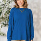 Basic Bae Ribbed Round Neck T-Shirt with Slit - Full Size - MegaSuperStar