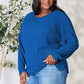 Basic Bae Ribbed Round Neck T-Shirt with Slit - Full Size - MegaSuperStar