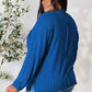 Basic Bae Ribbed Round Neck T-Shirt with Slit - Full Size - MegaSuperStar