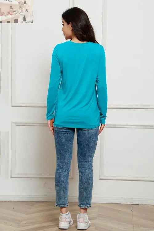 Basic Long Sleeve Top - Basic Bae Full Size Round Neck Long Sleeve Top - MegaSuperStar