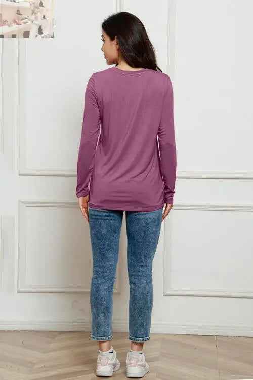 Basic Long Sleeve Top - Basic Bae Full Size Round Neck Long Sleeve Top - MegaSuperStar