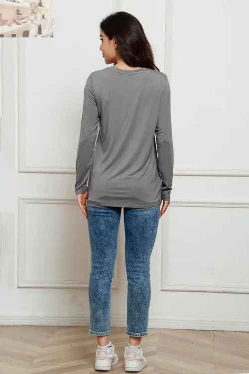 Basic Long Sleeve Top - Basic Bae Full Size Round Neck Long Sleeve Top - MegaSuperStar