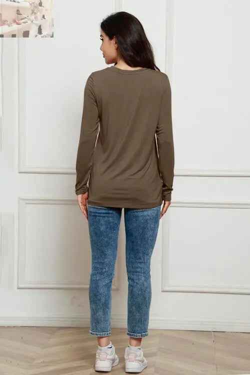 Basic Long Sleeve Top - Basic Bae Full Size Round Neck Long Sleeve Top - MegaSuperStar