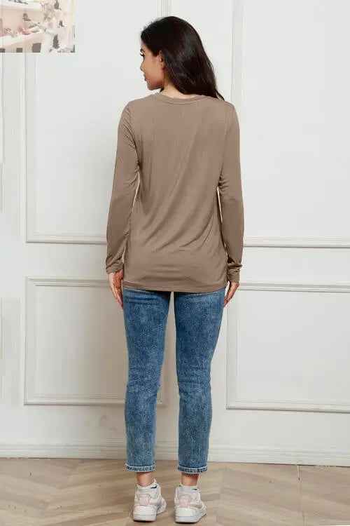 Basic Long Sleeve Top - Basic Bae Full Size Round Neck Long Sleeve Top - MegaSuperStar