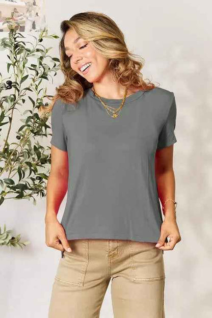 Basic Round Neck Short Sleeve T-Shirt - Full Size Bae Edition - MegaSuperStar