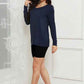 Basic V - Neck Long Sleeve Top for Effortless Everyday Style - MegaSuperStar