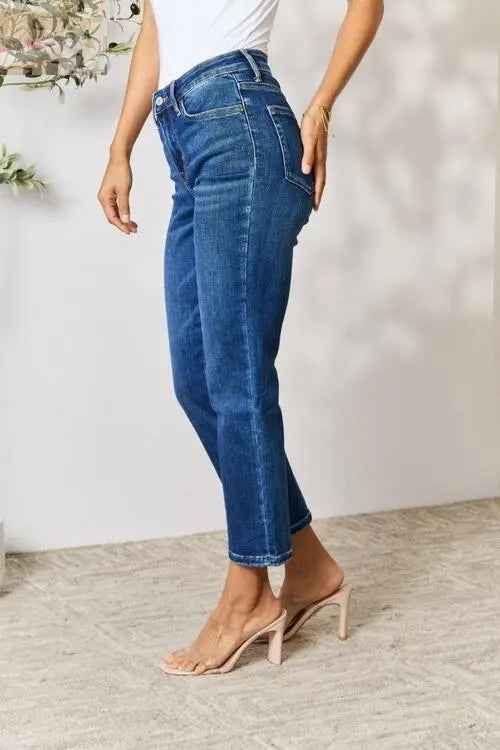 BAYEAS Cropped Straight Jeans for Effortless Style - MegaSuperStar