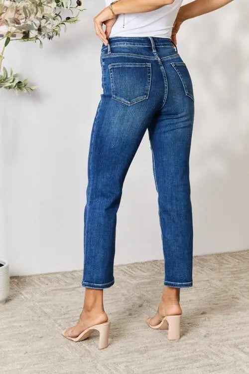 BAYEAS Cropped Straight Jeans for Effortless Style - MegaSuperStar