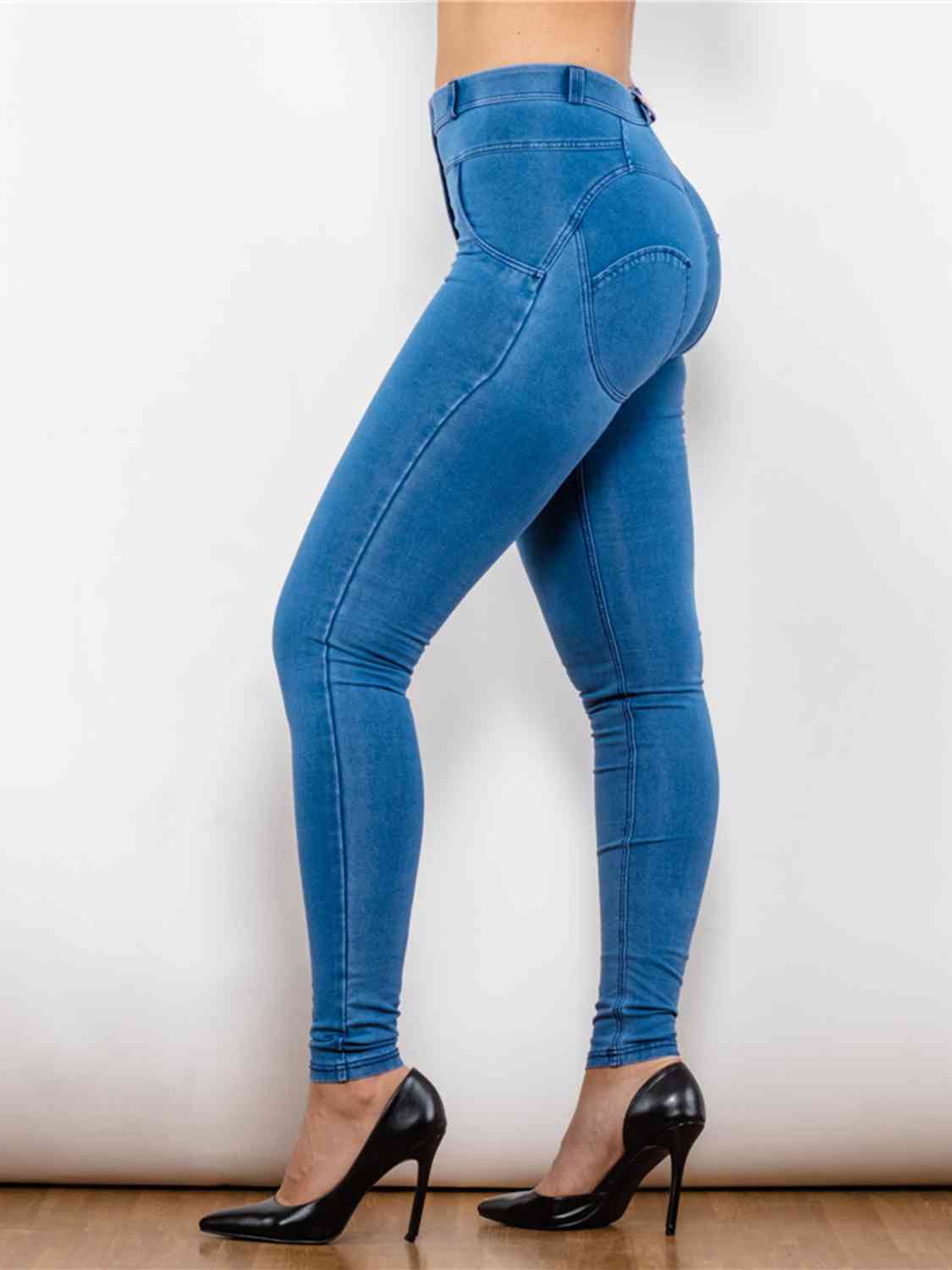 Full Size Buttoned Skinny Jeans - MegaSuperStar