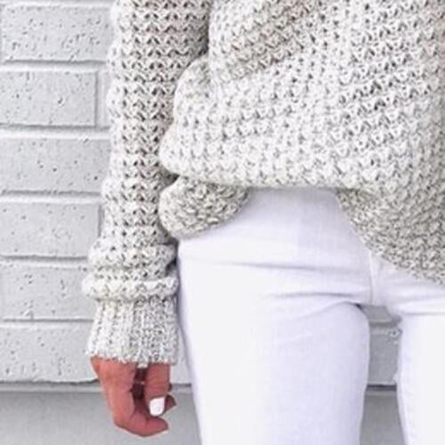 Openwork Off-Shoulder Sweater