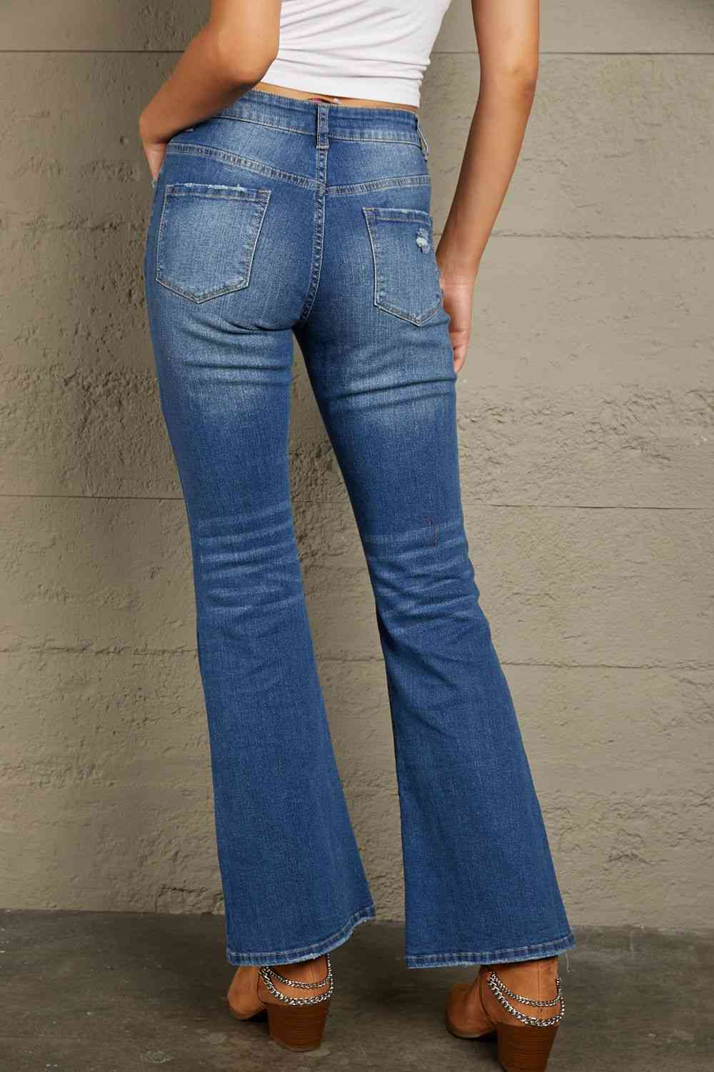 Baeful High Rise Flare Jeans with Pockets