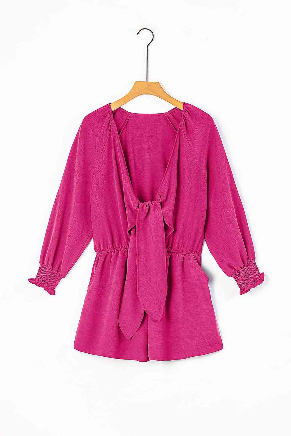 Tied Flounce Sleeve Plunge Romper