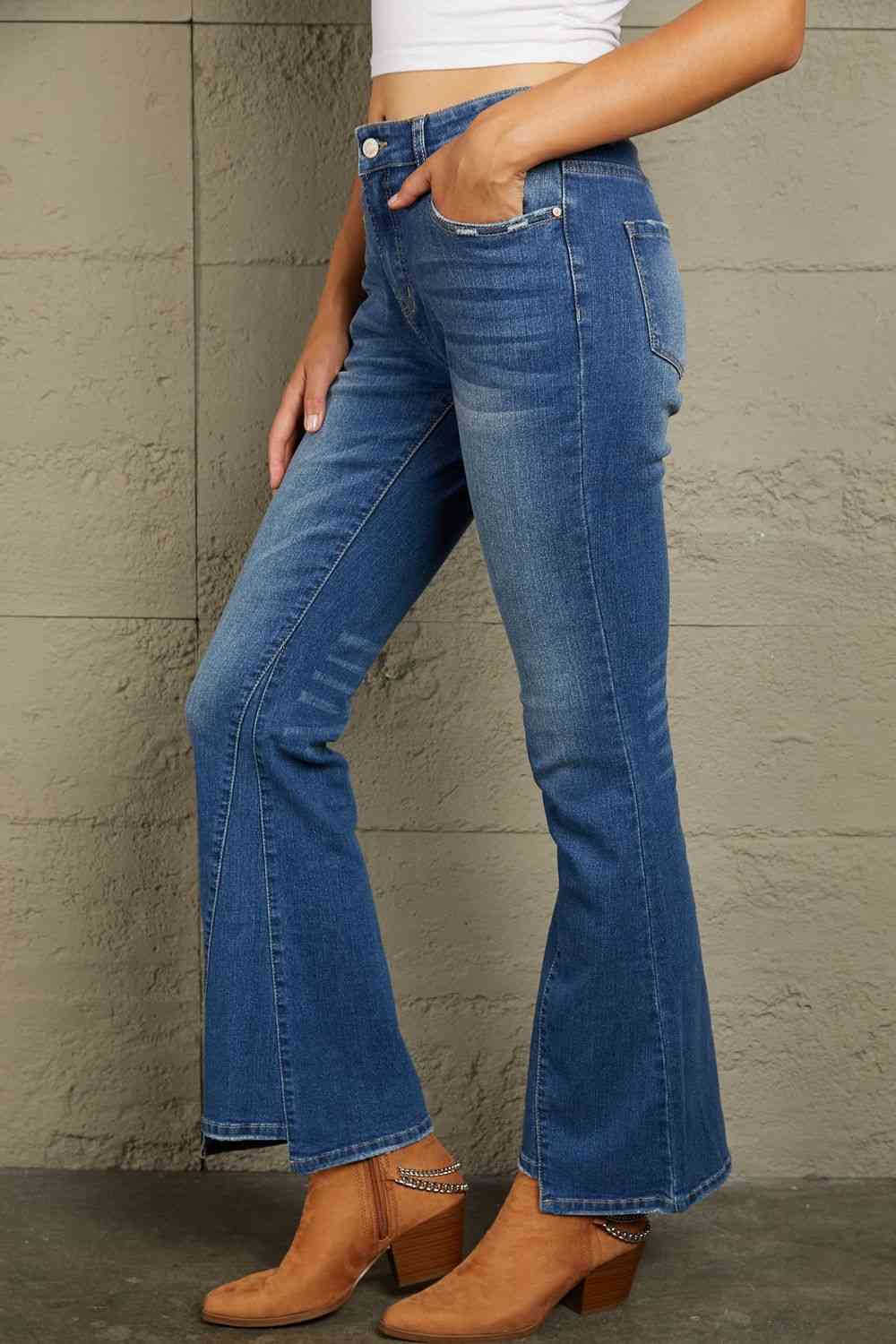 Baeful High Rise Flare Jeans with Pockets