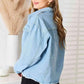 Double Take Dropped Shoulder Denim Jacket with Raw Hem - MegaSuperStar