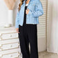 Double Take Dropped Shoulder Denim Jacket with Raw Hem - MegaSuperStar