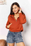 Double Take Hoodie: Half-Zip Long Sleeve for Ultimate Comfort and Style thumbnail
