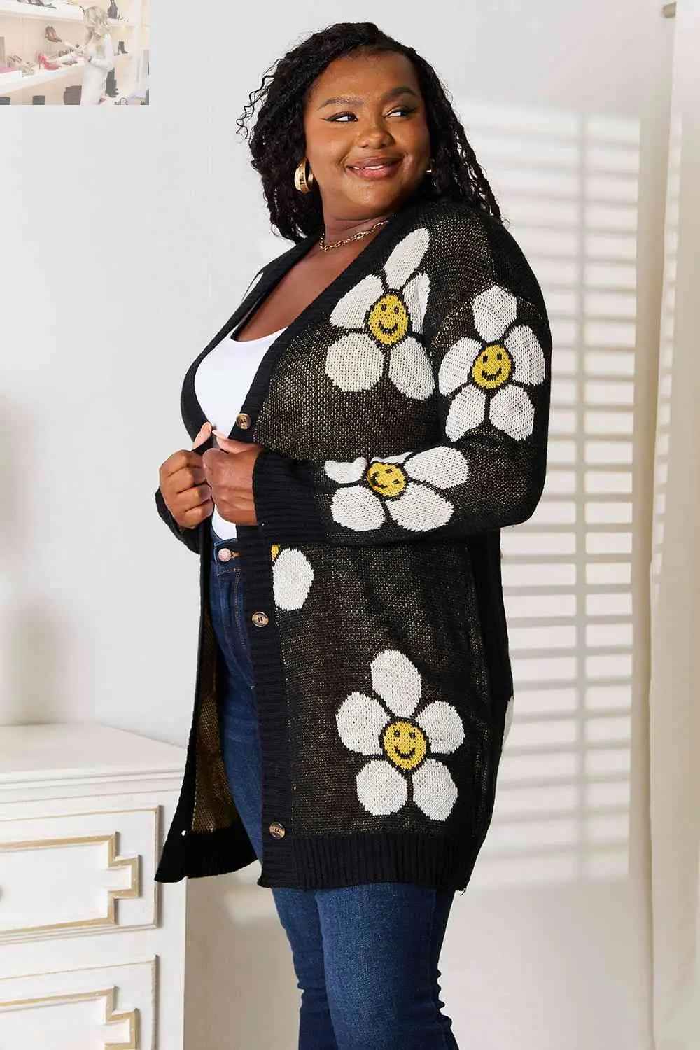 Double Take Longline Floral Cardigan - Stylish Button Down Layer - MegaSuperStar